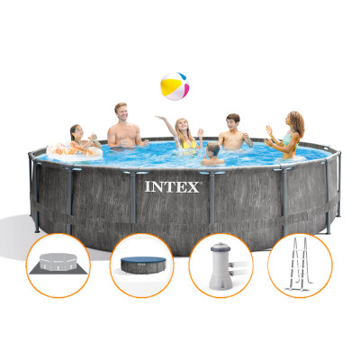 Intex Bazén Prism Frame Greywood 4,57 x 1,22 m set včetně příslušenství